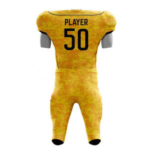Maillot de football américain camouflage jaune pour homme avec numéro 50 imprimé par sublimation, col en V, manches courtes, uniforme ajusté - Product Image 2