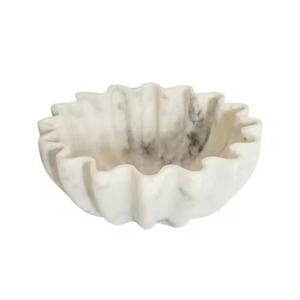 Tazón de Servir Moderno de Mármol Beige Crema con Borde Ondulado, Resistente al Calor, Tallado a Mano, Texturizado, para Restaurante - Product Image 5