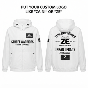 100 Polyester Canvas 120 GSM <b>Men</b> Winter Windbreaker <b>Jacket</b> Waterproof <b>White</b> Chest Panel Custom Logo Print OEM ODM - Product Image 1