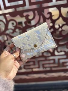 Porte-monnaie en cuir de vachette à poils, nouveau portefeuille de créateur, porte-cartes, mini pochette en cuir véritable à poils métalliques, cadeau de mode - Product Image 2