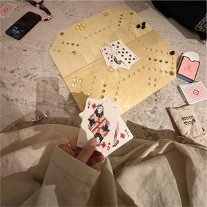 Jeu de société Jackaroo de luxe en bois, pliable et portable, jeu de table avec billes et cartes, idéal pour les fêtes en famille - Product Image 1