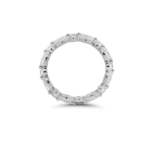 แหวนเพชรทรงกลมและทรงมาร์คีส์แบบสลับกัน สไตล์วินเทจ ฝังเพชรแล็บโกรว์ 14K ทองคำขาว วงแหวนแต่งงานแบบหนามเตยเชื่อมต่อกัน ได้รับการรับรองจาก IGI - Product Image 2