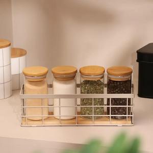 Paniers de rangement robustes en fil d'acier et bois massif pour cuisine, placard, garde-manger et rangement domestique - Product Image 4