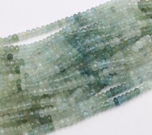 Precio al por mayor: Cuentas de aguamarina natural facetadas en forma de redonda, tamaño 6MM, longitud 13 pulgadas, para fabricación de joyas. - Product Image 1