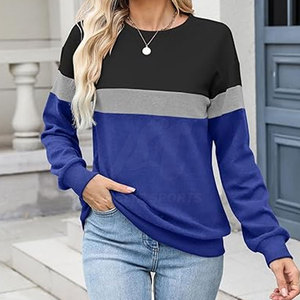 Sweat-shirts pour femmes élégants avec contraste de couleurs, coupe ample, style streetwear hip-hop, sweat-shirt à panneaux colorés pour femmes - Product Image 5