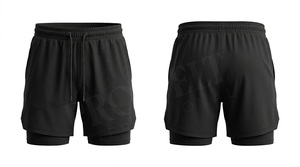 Solid Plain Blank 2 in 1 Running Shorts Quick Dry Gym Workout Shorts Custom Logo Fitness Training Double <b>Layer</b> Athletic Shorts - Product Image 4