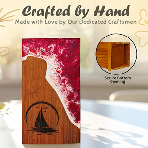 Traditional Wooden Funeral Urn for Adults Handmade Wooden Urn with Floral Carving by AYAANS - Product Image 2