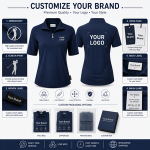 Custom Logo <b>Women's</b> V-neck Half-<b>Zip</b> Discharge Printed Golf Shirt Short Sleeve Breathable Mesh Fabric Performance Athletic <b>Top</b> - Product Image 5