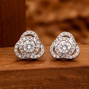 Halo CZ <b>Sterling</b> <b>Silver</b> <b>Stud</b> Earrings Sparkling Double Style Earrings Sparkly Diamond Look <b>Studs</b> Handmade Bulk Product - Product Image 1