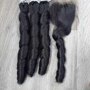 Trama de cabello vietnamita crudo virgen 100%, entrega rápida, rizo de primavera suave y sedoso, extensiones de cabello humano negro de gran calidad - Product Image 1