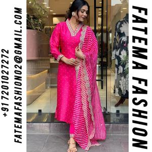 Nuevo Diseño 2023, Tela Chanderi, Kurtis y Pantalón Étnicos Modernos para Mujer, Bordado Indio, Manga Larga, Casual, Elegante, Temporada de Festivales - Product Image 2