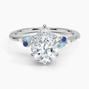 Anillo BOJ 0107 con Corte de Pera, Plata 925, Alexandrita de Laboratorio, Engaste de Puntas, Anillo Solitario con Diamante de 2ct, Color D, VVS1, Moissanita GRA - Product Image 1