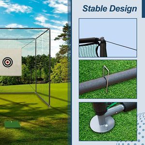 Red de Práctica de Golf de 10x10x10 Pies con Marco Metálico, Kit de Práctica para Interiores y Exteriores, Ayudas para el Entrenamiento - Product Image 6