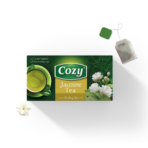 Sachets de thé vert au jasmin PLA avec logo personnalisé, sans additifs, thé énergétique aux herbes, sachets de thé avec fil, logo personnalisé - Product Image 1