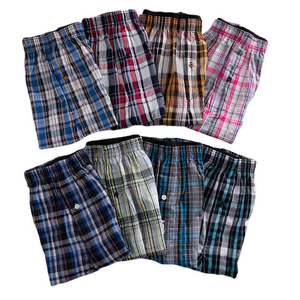 Boxers à carreaux pour hommes, lot de 8, en coton respirant, motif tissé, sous-vêtements pour adultes - Product Image 1
