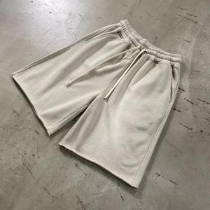 Unisex Distressed Sun Faded Sweat Shorts With Long <b>Strings</b> Custom 3D Print 100% Cotton Summer Acid Wash Shorts Men - Product Image 4