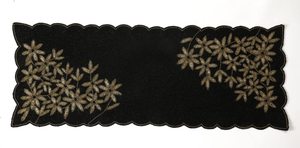 Rectangular Black Fabric Table Runner with Gold Floral Embroidery Handmade Classic Vintage Design Customizable Machine Washable - Product Image 3