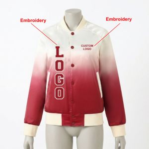 Chaqueta Universitaria Personalizada Delta para Mujer, Estilo Varsity, Satén Degradado, Letras Griegas Bordadas, Botones a Presión, Cuello y Puños de Punto Acanalado - Product Image 1