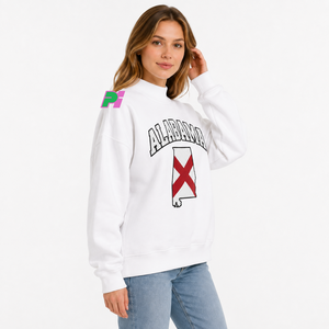 Sudadera personalizada con cuello simulado y letras con apliques de ALABAMA, mapa del estado, forro polar grueso, sudadera extragrande con cuello simulado para mujer - Product Image 2