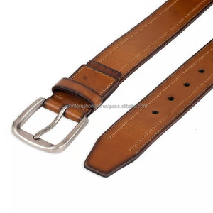 Cinturón Casual de Cuero Vacuno para Hombre, Venta al por Mayor de Fábrica, Cinturón Casual Clásico de Cuero de Grano Completo con Hebilla Plateada Mate - Product Image 5