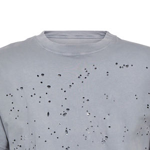 Nouveau T-shirt Streetwear Homme Oversize à Épaules Tombantes, Col Montant, Manches Courtes, Coupe Boxy, Effet Délavé Acide et Vieilli Vintage - Product Image 5