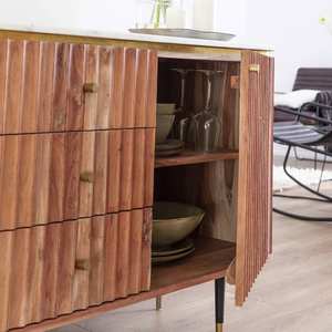 Aparador Vandana Stellar Flux de madera de acacia y mármol blanco - Product Image 4