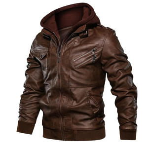 Blouson en cuir pour homme, style moto décontracté, en cuir véritable, à capuche, nouvelle collection 2026, fermeture éclair oblique, taille européenne, vestes pour hommes - Product Image 5