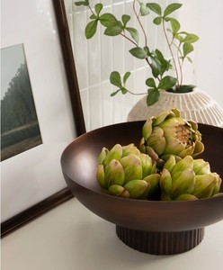 Bol décoratif en fer finition cuivre antique, centre de table moderne sur piédestal, pour mariage, baptême, Ramadan, Diwali, accent de décoration de luxe pour la maison - Product Image 3