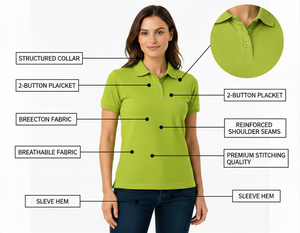Polo de Manga Corta para Mujer, Premium, 180g, 100% Algodón Transpirable, con Logotipo Personalizado - Product Image 3