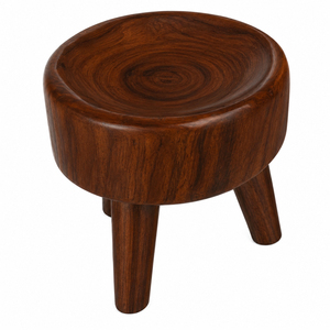 Tabouret en bois de Suar naturel, fait main, écologique, durable, style rustique, en rond de bois massif, chaise en bois massif, pouf moderne pour salon, vente en gros - Product Image 2