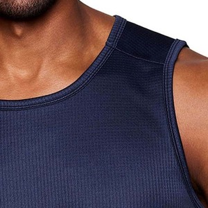 Men's <b>Navy</b> Blue Sleeveless Tank <b>Top</b> O-Neck Solid Color Knitted Breathable Casual Sport Wear Men's Tank <b>Tops</b> - Product Image 3