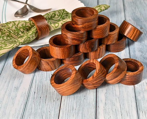 Anneaux de serviette en bois de luxe écologiques, design moderne, taille et forme personnalisables pour la maison et les mariages - Product Image 6