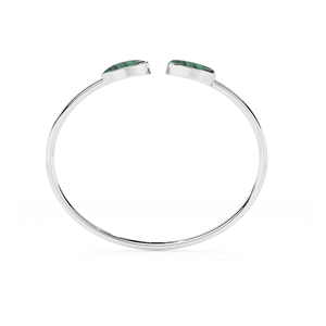 925 Sterling Silver Adjustable Bezel Set Malachite Twister <b>Bracelet</b>-Trendy Unisex Women Children's Gift - Product Image 5