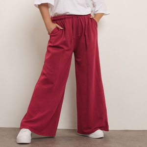 Pantalon de jogging ample rouge pour femme, en polyester et coton, avec logo personnalisé, pour femme - Product Image 3