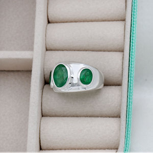 Wholesale 925 Sterling <b>Silver</b> Oval Cut Green <b>Emerald</b> Gemstone <b>Ring</b> For Men Handmade Unisex Fine <b>Ring</b> Jewelry - Product Image 3