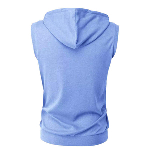 Débardeurs à capuche sans manches pour hommes, personnalisés, respirants, unis, pour l'entraînement et la gym, avec fermeture éclair, 100% coton, pour l'automne - Product Image 2