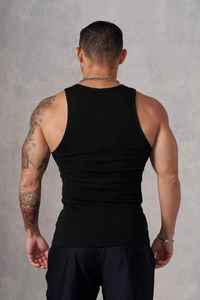 Débardeur en tricot noir uni à col rond pour homme X Sports City, débardeur sans manches décontracté, variations multicolores, débardeurs en coton pour homme - Product Image 5