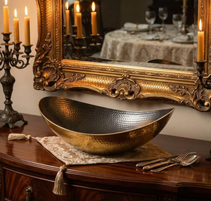 ชามผลไม้โลหะทองโบราณลายตอก ดีไซน์หรูหรา ใช้ตกแต่งโต๊ะอาหารและบ้าน - Product Image 5