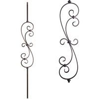 Balustrade d'escalier intérieur Sphère en fer forgé contemporaine noire Balustre à double boule forgée Balustres en fer