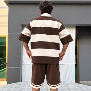 Ensemble polo et short pour homme Reddito, logo frontal, marron beige, décontracté, hiver, respirant, polyester/coton tricoté - Product Image 5