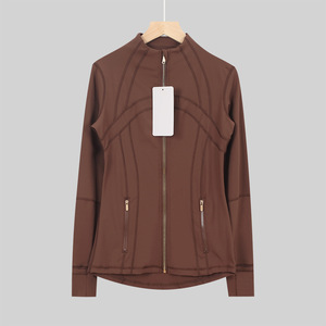 <b>Yoga</b> <b>Jacket</b> Running Gym Waterproof Quick Dry Breathable with Gold Zippers Front Logo Athletic Sportswear Set - Product Image 3