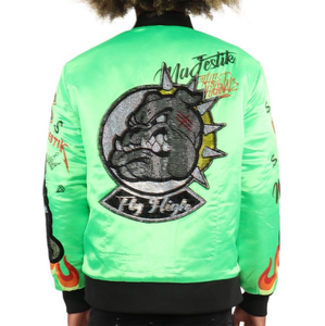 Blouson bomber vert pour homme, broderie libellule, style streetwear, coupe classique, fermeture éclair, collection printemps - Product Image 1