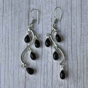 Black Onyx <b>Earrings</b> 925 Sterling <b>Silver</b> <b>Dangle</b> Drop Teardrop Designer Jewelry Unique Gemstone Gift For Women - Product Image 4