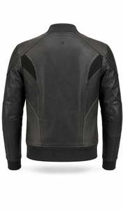 Blouson de moto en cuir Performance Bomber |   Respirant |   Bleu Charbon Brun |   Fabricant OEM/ODM |   Vêtements de course pour hommes - Product Image 3
