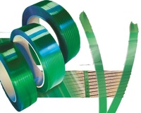 Vente en gros 13mm 1/2 pouces vert PET bande de cerclage gaufré lisse polyester sangle rouleau usine emballage en plastique emballage manuel
