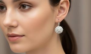 Pendientes de flor con diamante cultivado en laboratorio y diamante tipo cojín, de plata de ley 925 y oro macizo de 10K 14K - Product Image 4