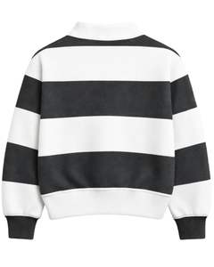 Sudadera con Cierre de Cremallera a Rayas Blancas y Negras para Hombre, Cuello Camisero, Felpa, Informal, Invierno, Fabricante OEM Personalizado - Product Image 2