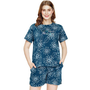Ensemble d'été confortable pour femmes, 100% coton, ensemble réversible, t-shirts et shorts imprimés respirants, matériau de haute qualité - Product Image 1