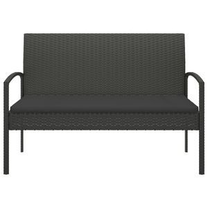 Petit banc de jardin en rotin PE noir avec structure en acier thermolaqué et assise en mousse - Product Image 3
