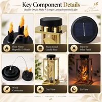 Bougie solaire LED pour tombes avec triple flamme et panneau rond séparé pour lanternes de cimetière – Vente en gros
